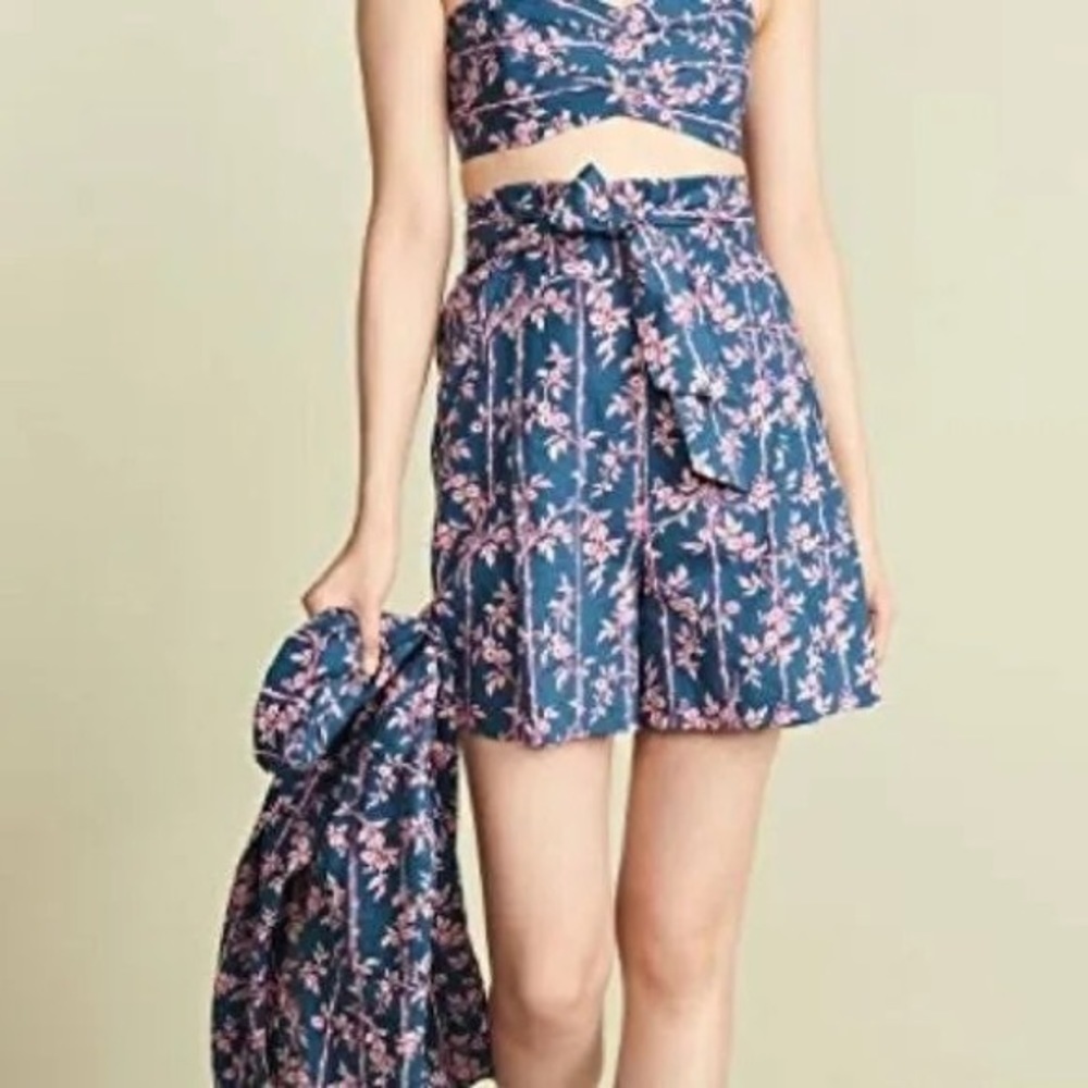 Free People • Pacific Ocean High Waisted Shorts in Navy & Pink Florals, Size XS